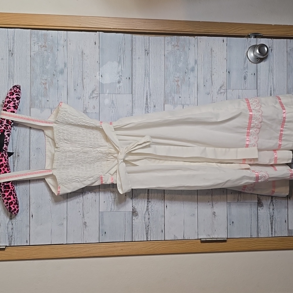 Vintage 1970's Candi Jones California White Pink Prairie Dress - Picture 2 of 11